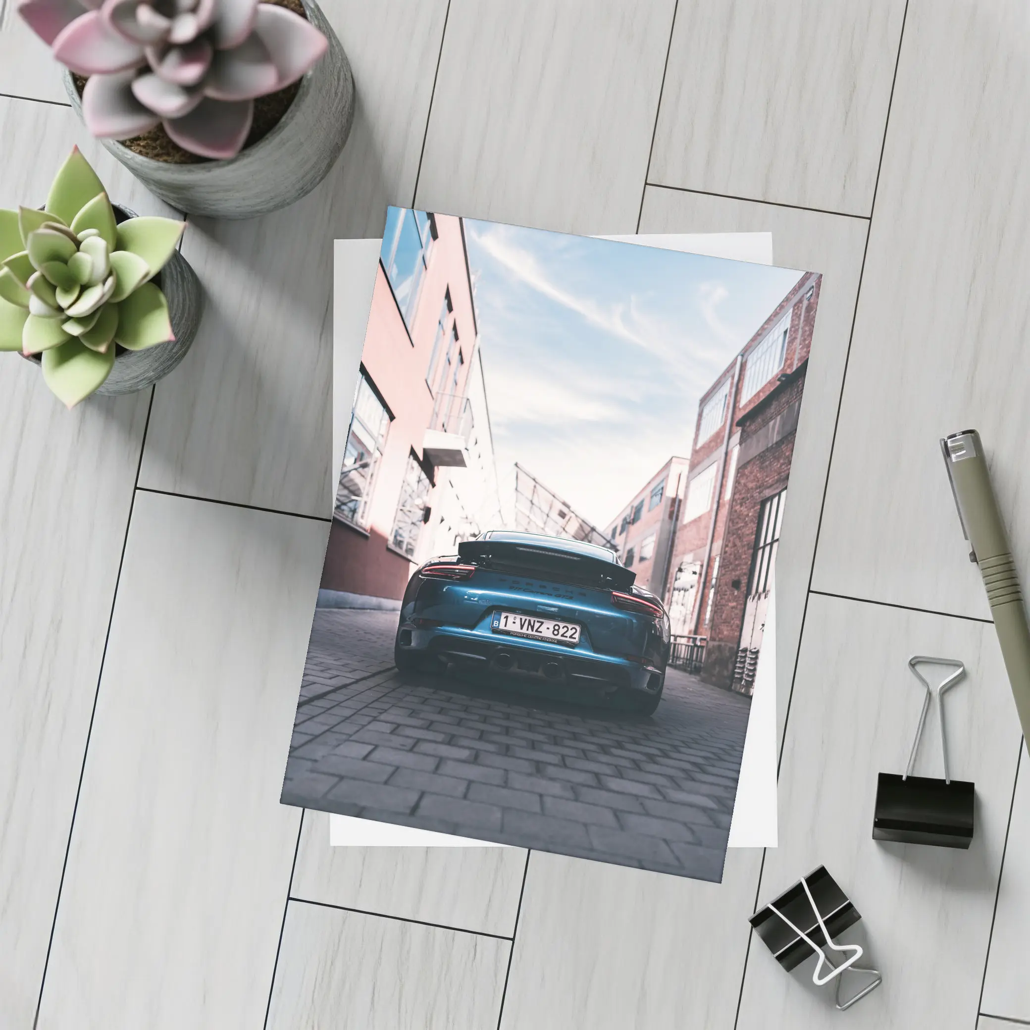Porsche GT3 Rear View Urban Alley – Postcards