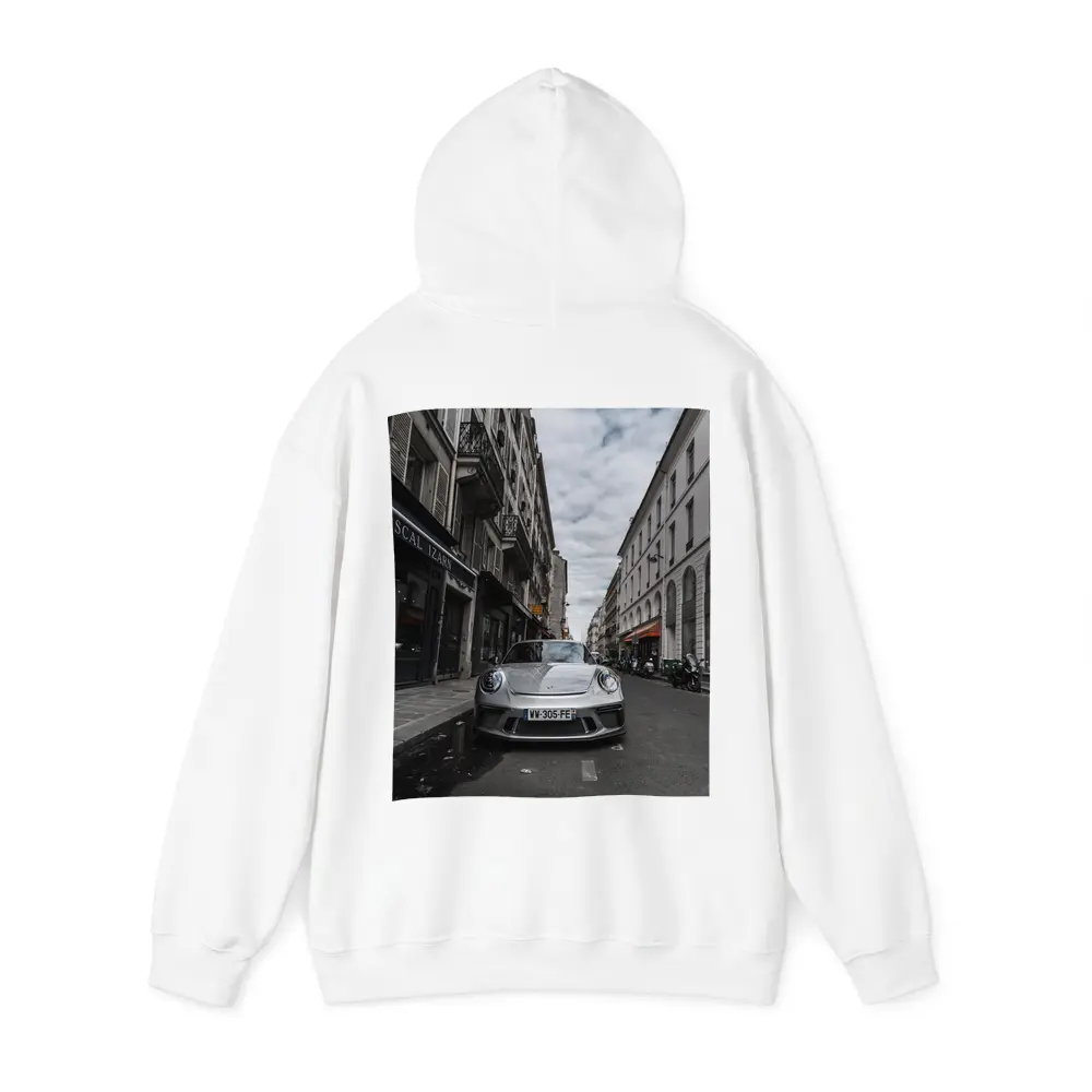 Porsche 911 Silver on Paris Street – Hoodies