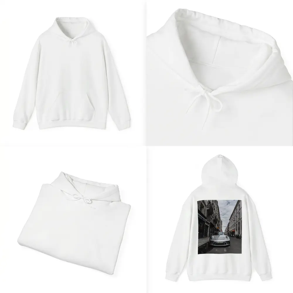 Porsche 911 Silver on Paris Street – Hoodies