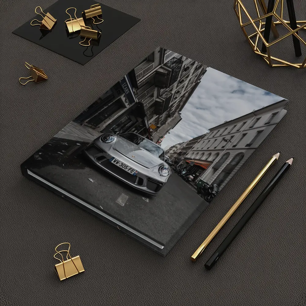 Porsche 911 Silver on Paris Street – Notebooks