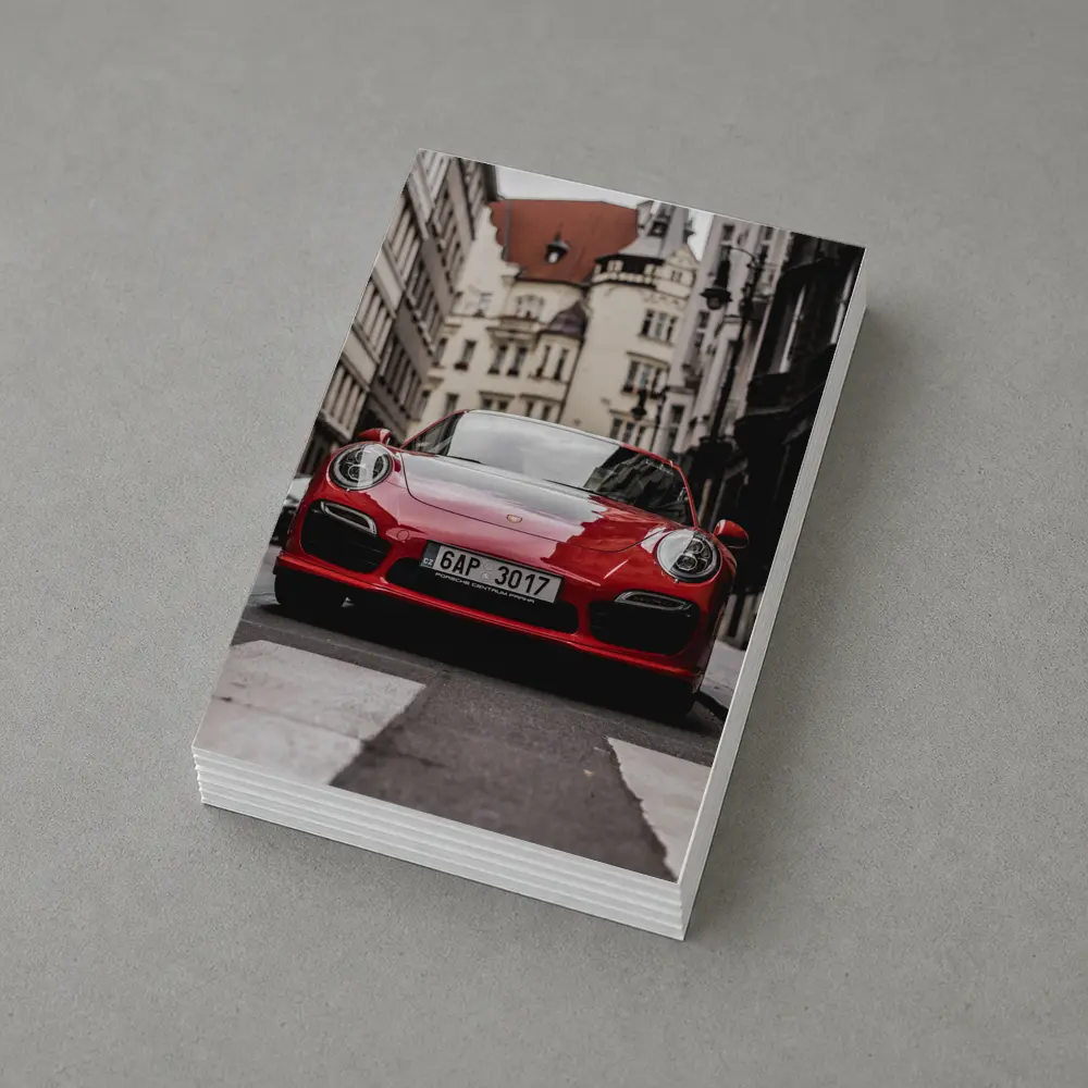 Red Porsche 911 Prague City Street – Postcards