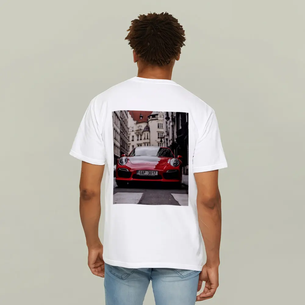 Red Porsche 911 Prague City Street – T-Shirts