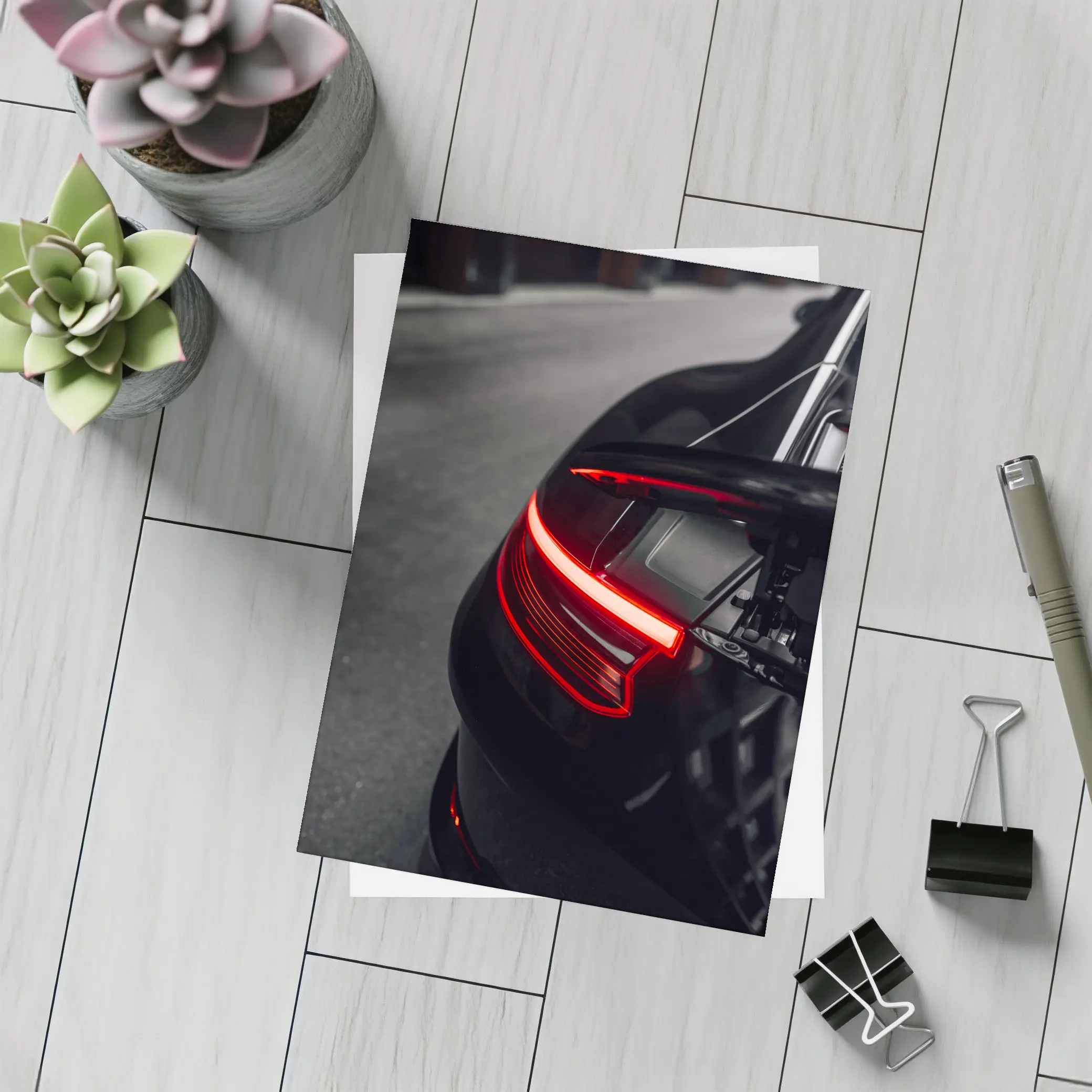 Porsche 911 Black Tail Light Dark Street – Postcards
