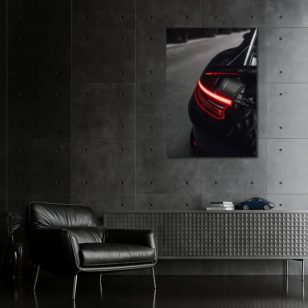 Porsche 911 Black Tail Light Dark Street – Wall Art