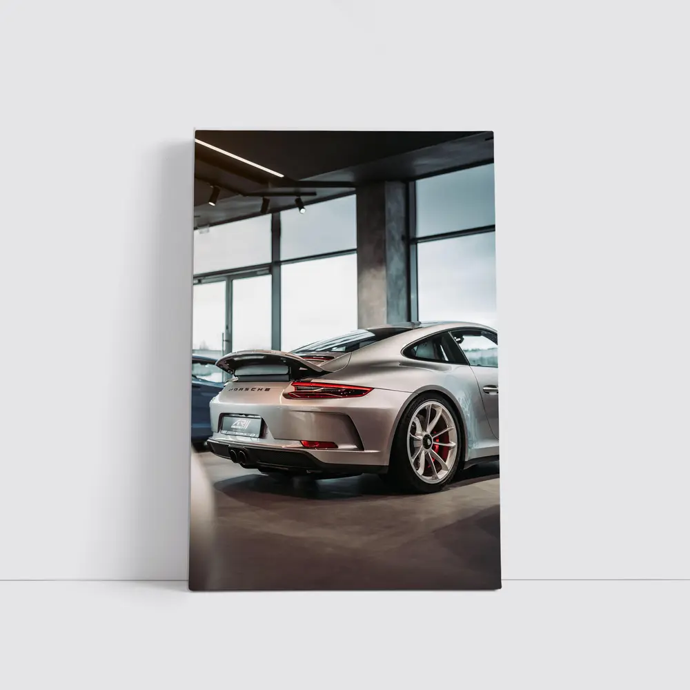 Porsche 911 GT3 Silver Inside Dealership – Wall Art