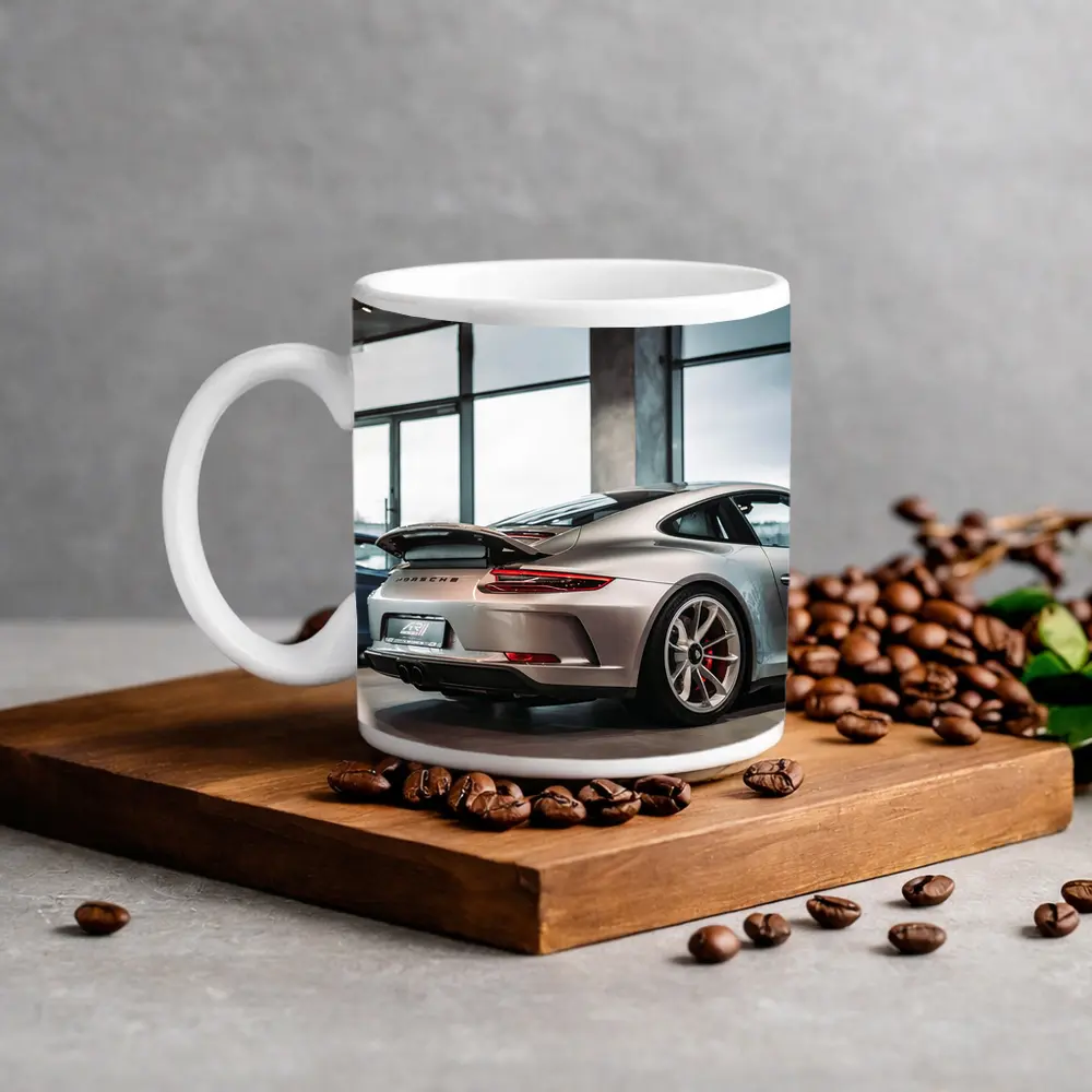 Porsche 911 GT3 Silver Inside Dealership – Mugs