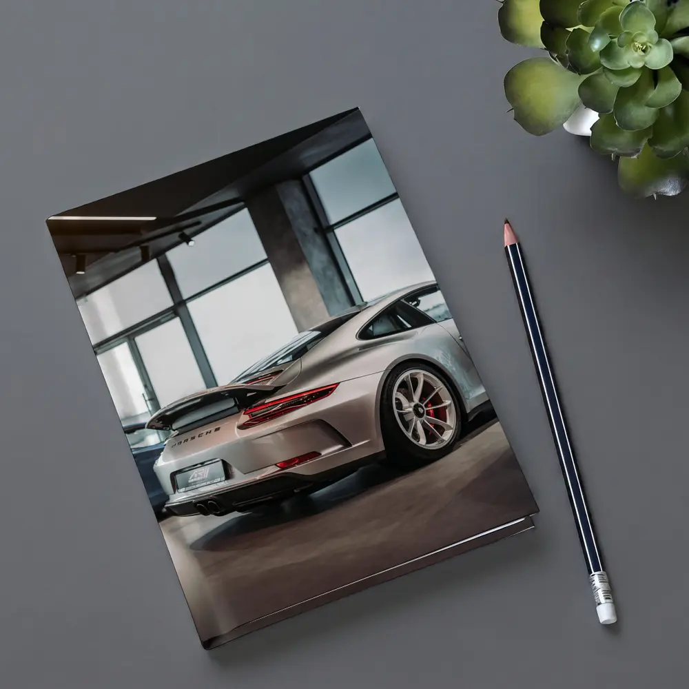 Porsche 911 GT3 Silver Inside Dealership – Notebooks