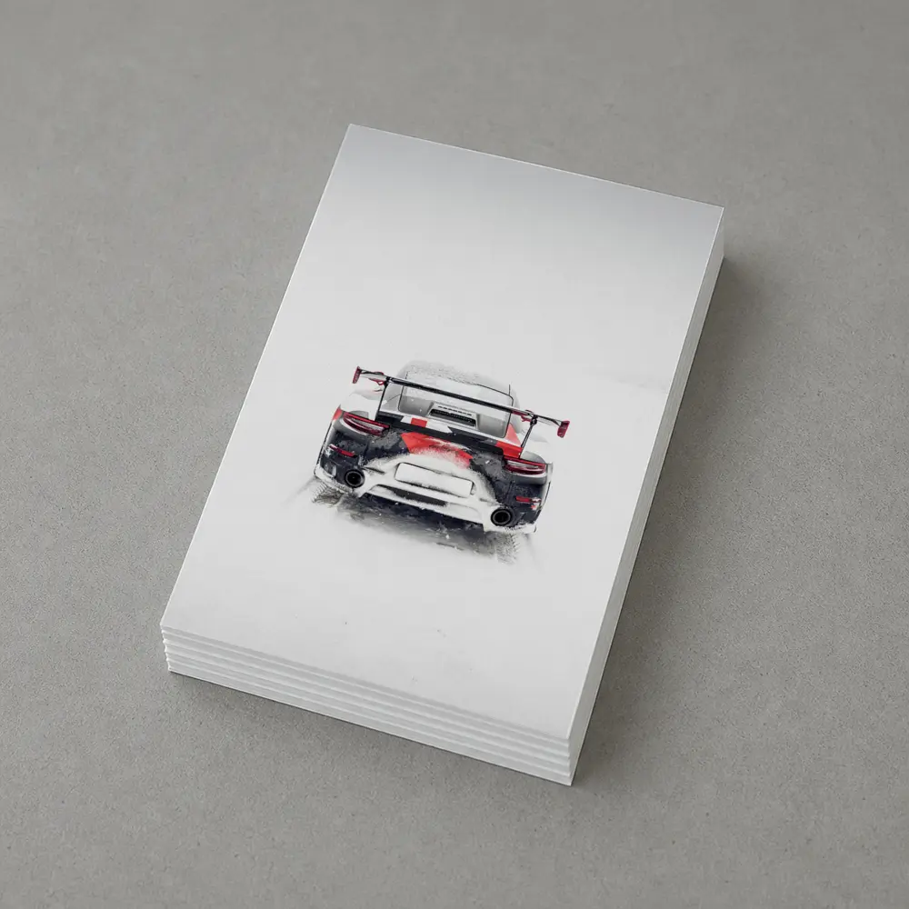 Porsche 911 GT2 RS Snow Winter Rear – Postcards