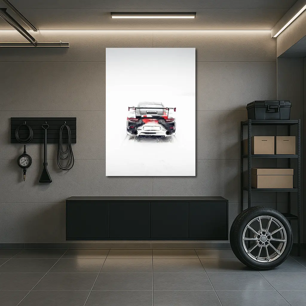 Porsche 911 GT2 RS Snow Winter Rear – Wall Art