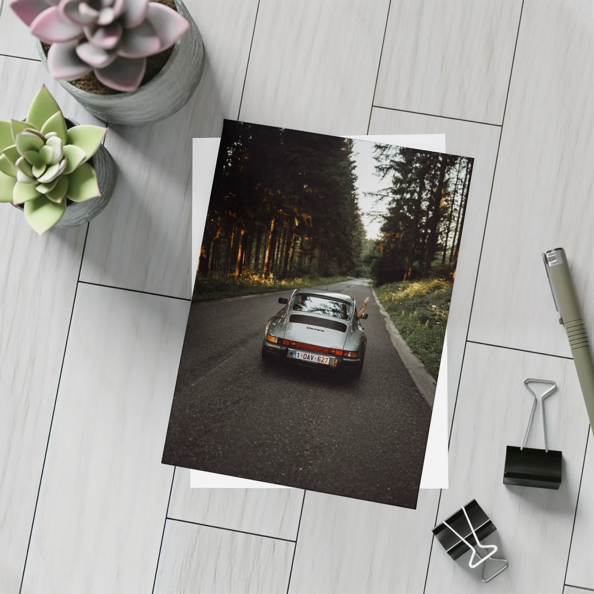 Porsche 911 Carrera on Forest Road – Postcards