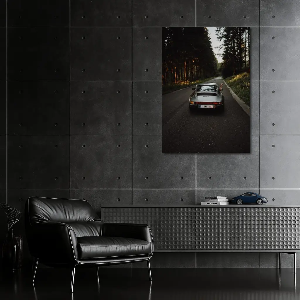 Porsche 911 Carrera on Forest Road – Wall Art