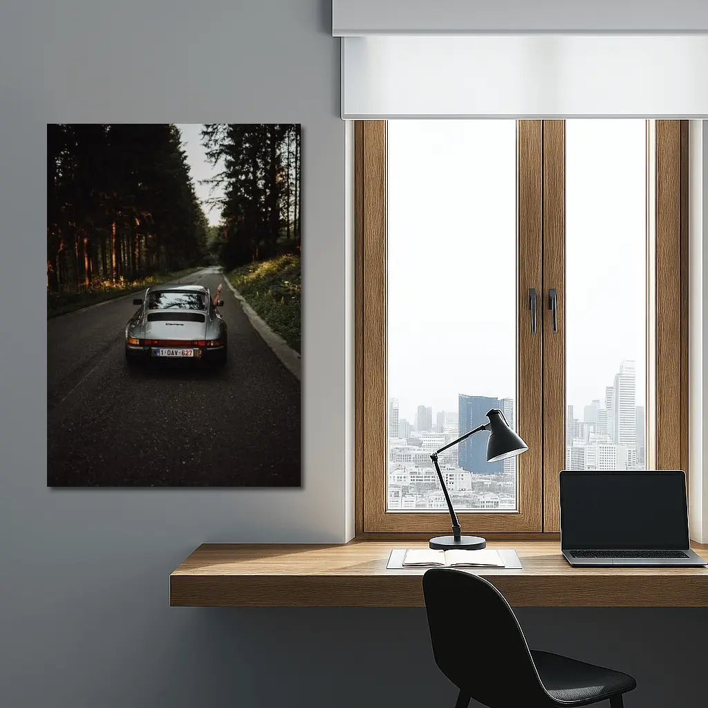 Porsche 911 Carrera on Forest Road – Wall Art