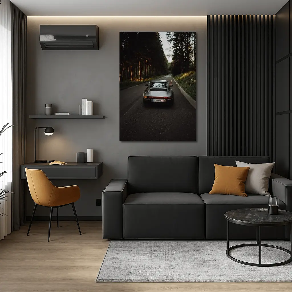 Porsche 911 Carrera on Forest Road – Wall Art