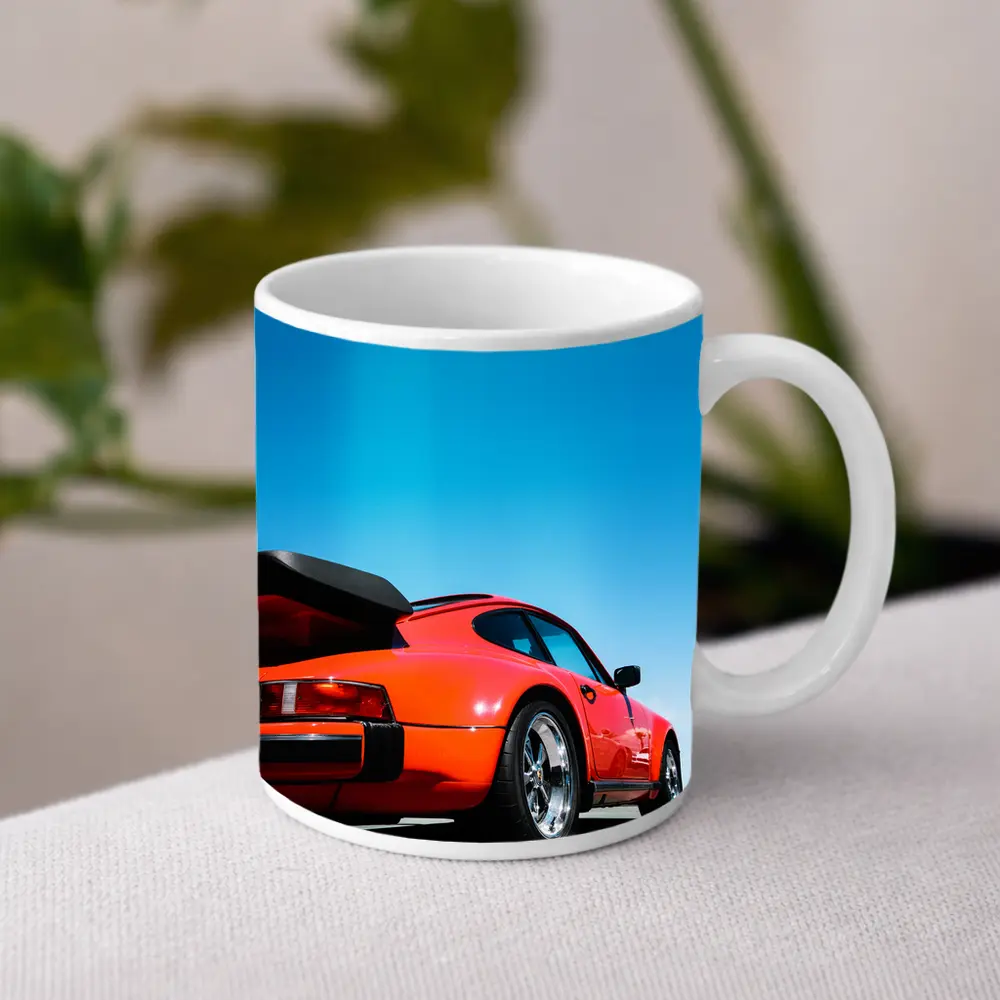 Porsche 911 Orange Sports Car Blue Sky – Mugs