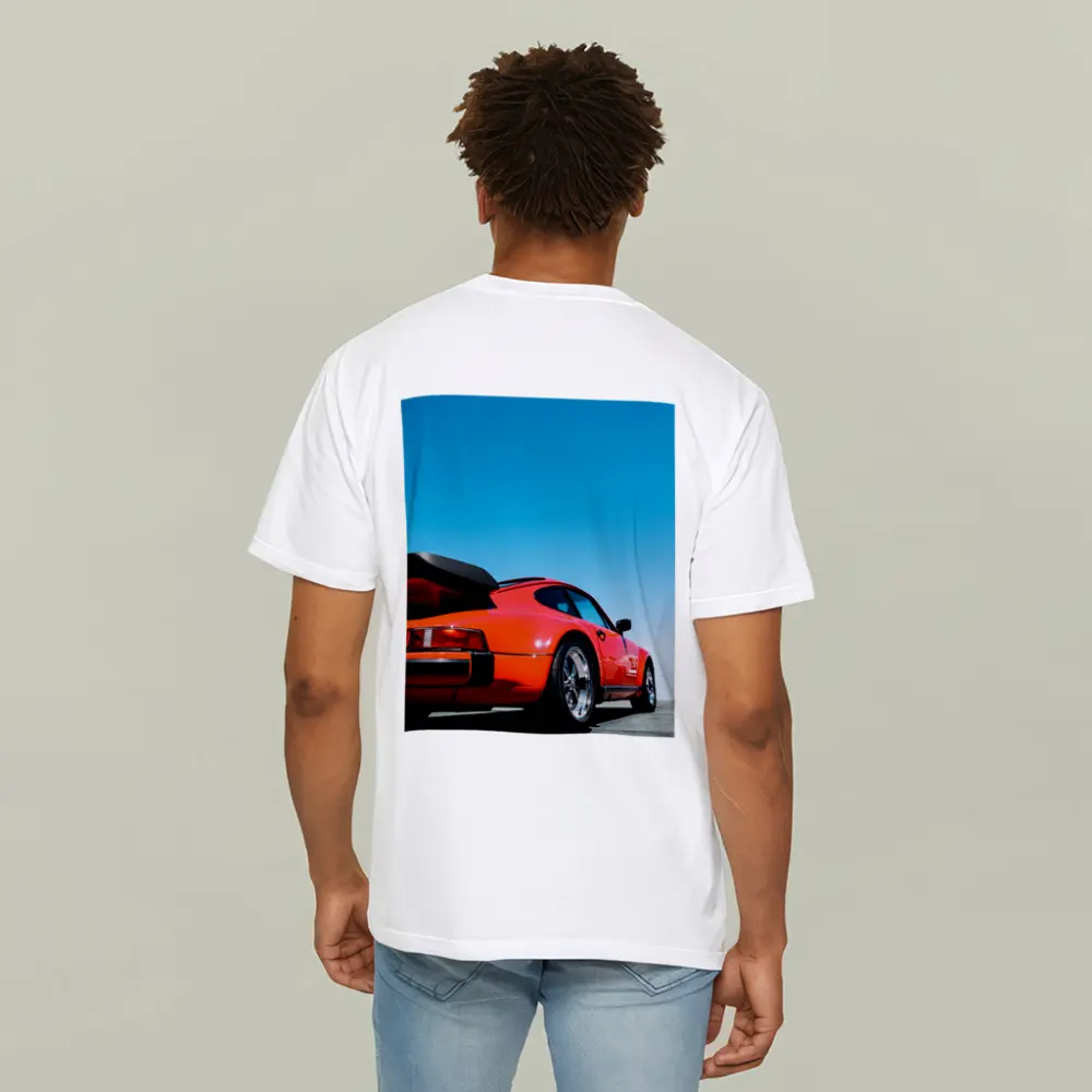 Porsche 911 Orange Sports Car Blue Sky – T-Shirts
