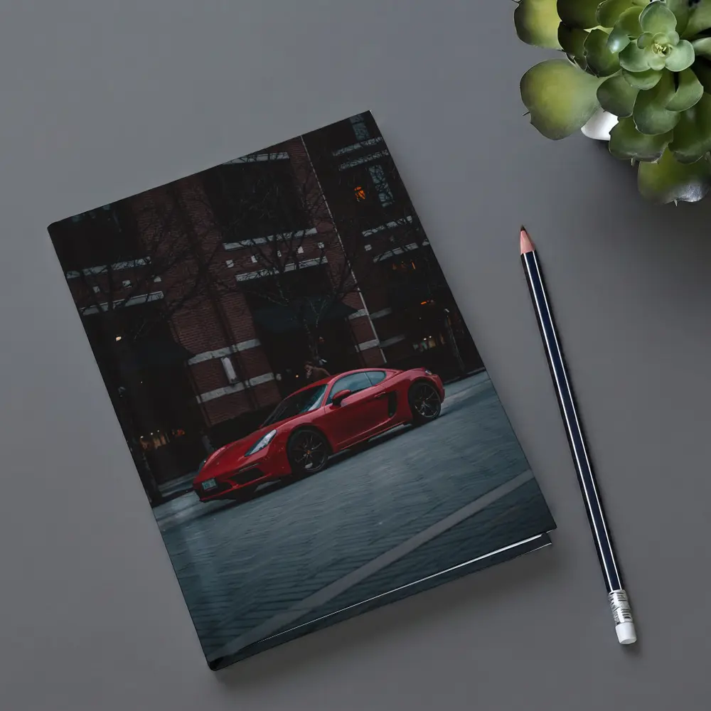 Red Porsche Cayman Urban Street Night – Notebooks