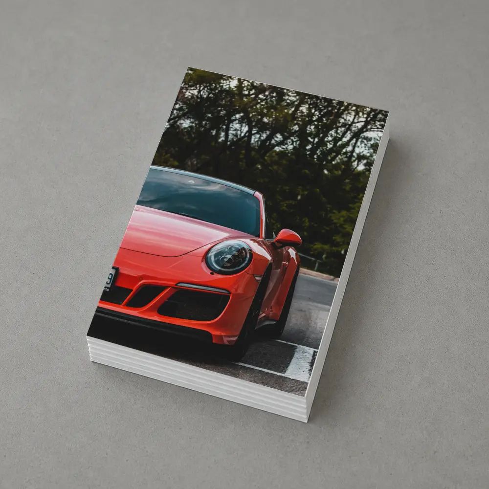 Red Porsche 911 Parked Street Trees – Postcards