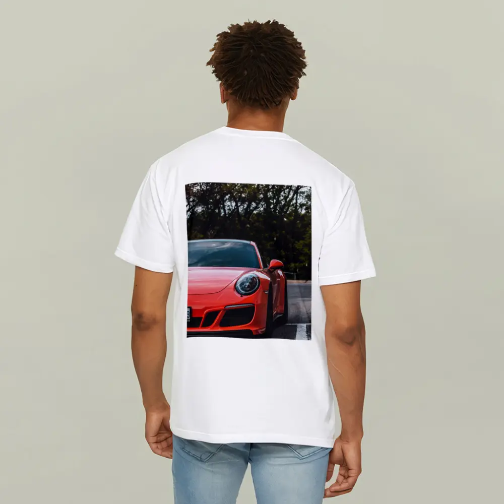 Red Porsche 911 Parked Street Trees – T-Shirts