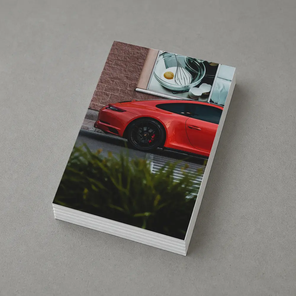 Red Porsche 911 Parked Urban Street Scene – Postcards