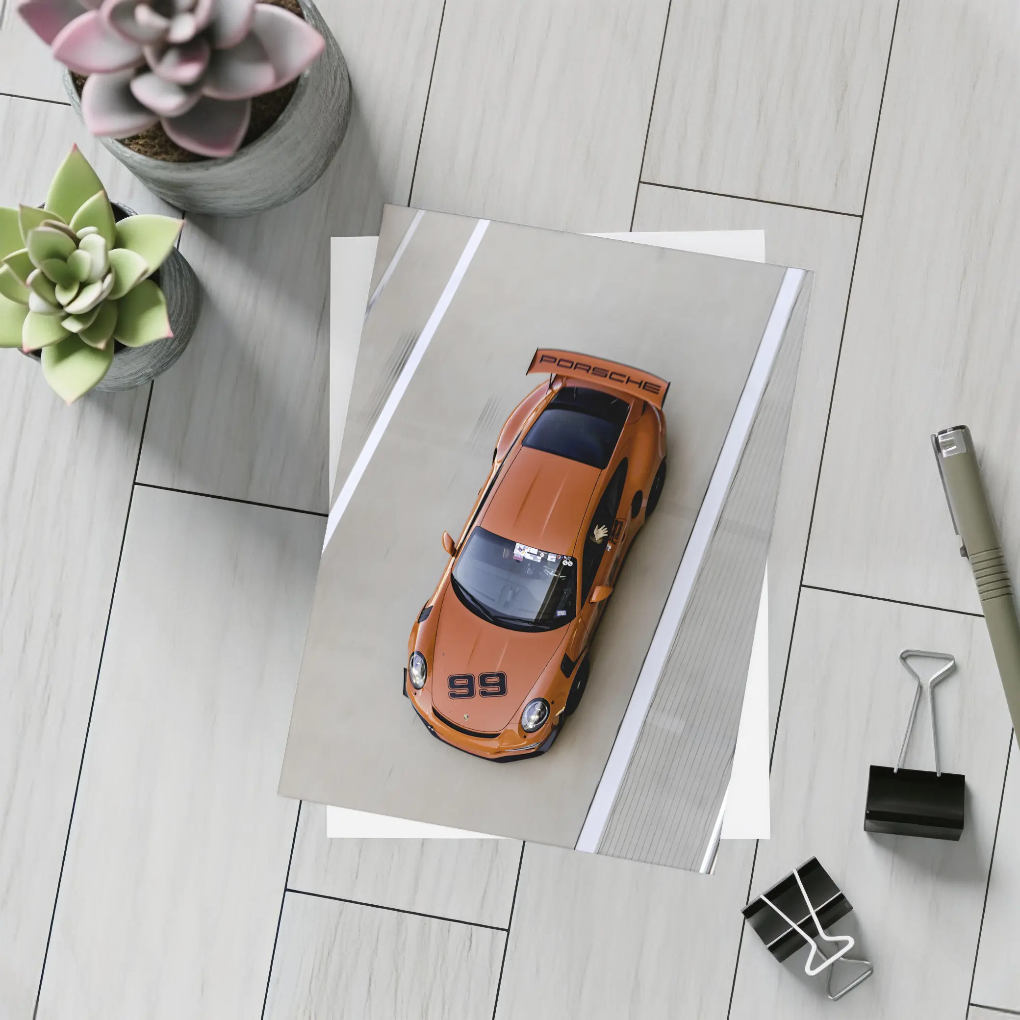 Porsche 911 GT3 Orange Race Track – Postcards