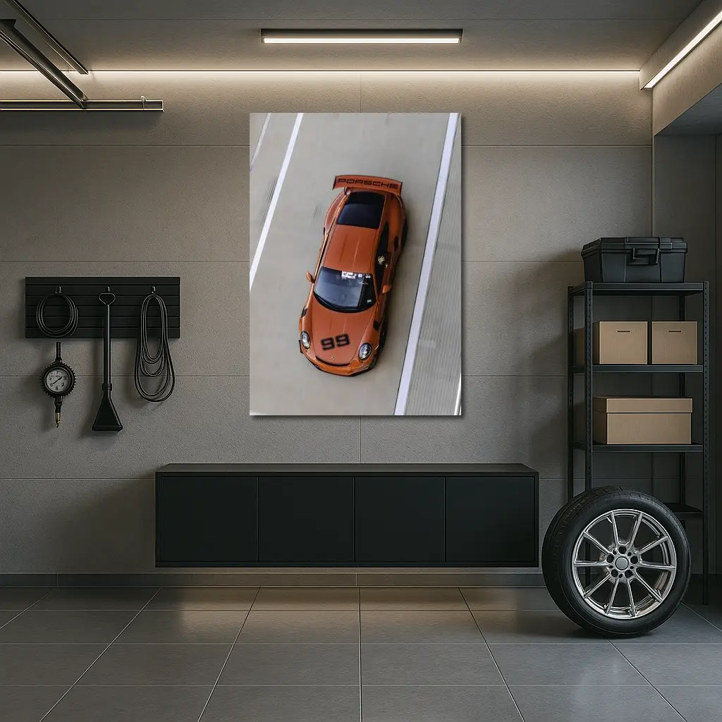 Porsche 911 GT3 Orange Race Track – Wall Art