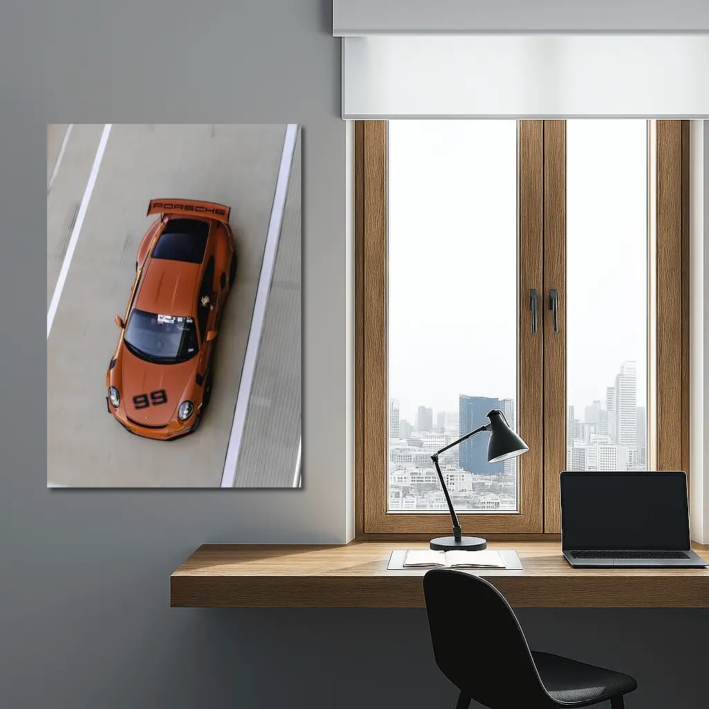 Porsche 911 GT3 Orange Race Track – Wall Art
