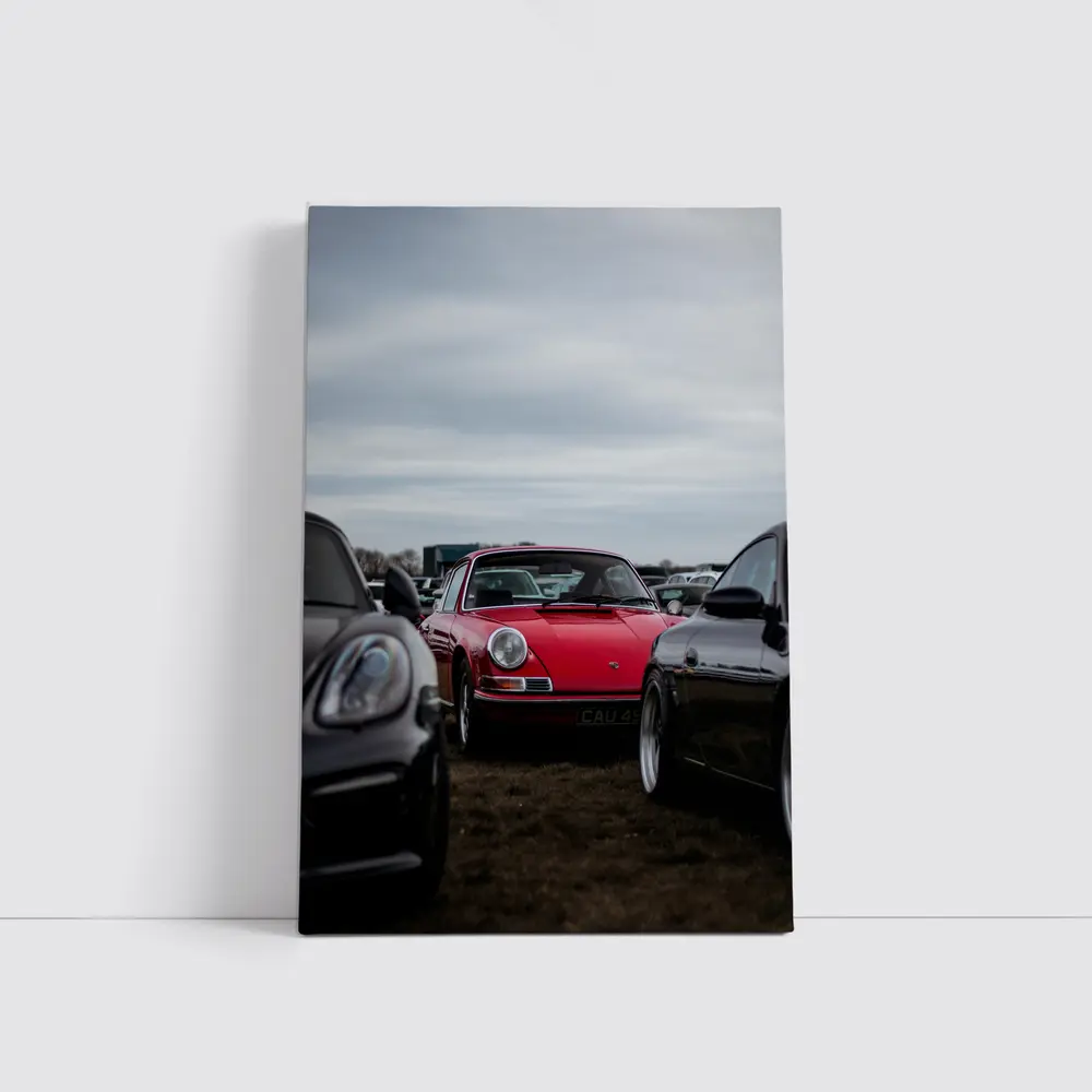 Red Porsche 911 Classic Car Meet Outdoors – Wall Art