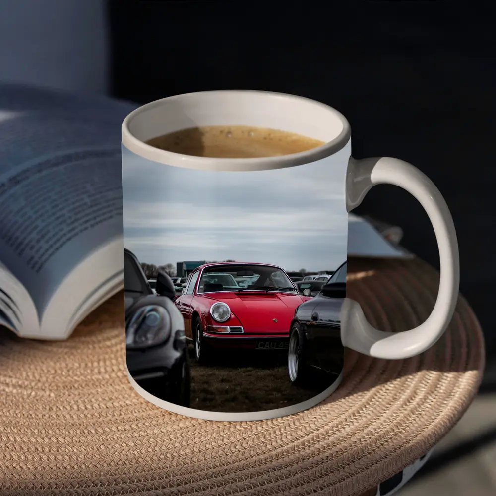 Red Porsche 911 Classic Car Meet Outdoors – Mugs