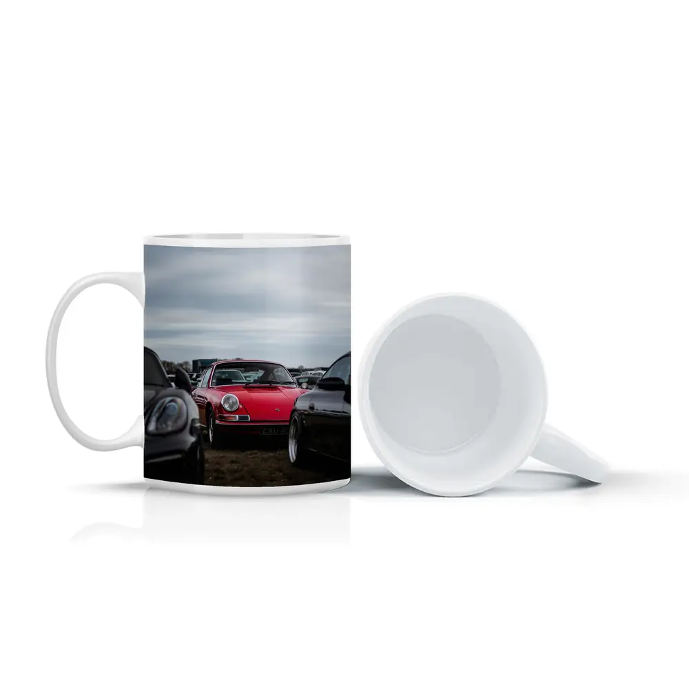 Red Porsche 911 Classic Car Meet Outdoors – Mugs