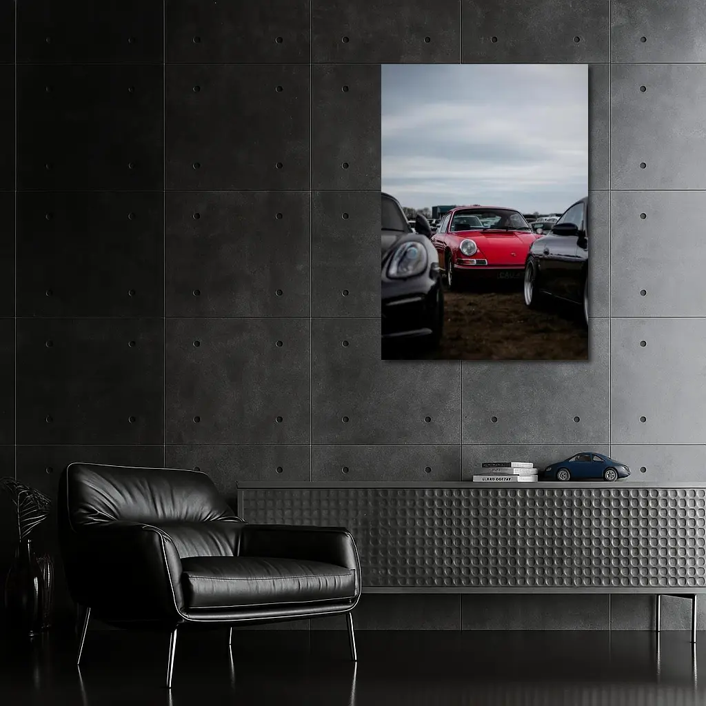 Red Porsche 911 Classic Car Meet Outdoors – Wall Art