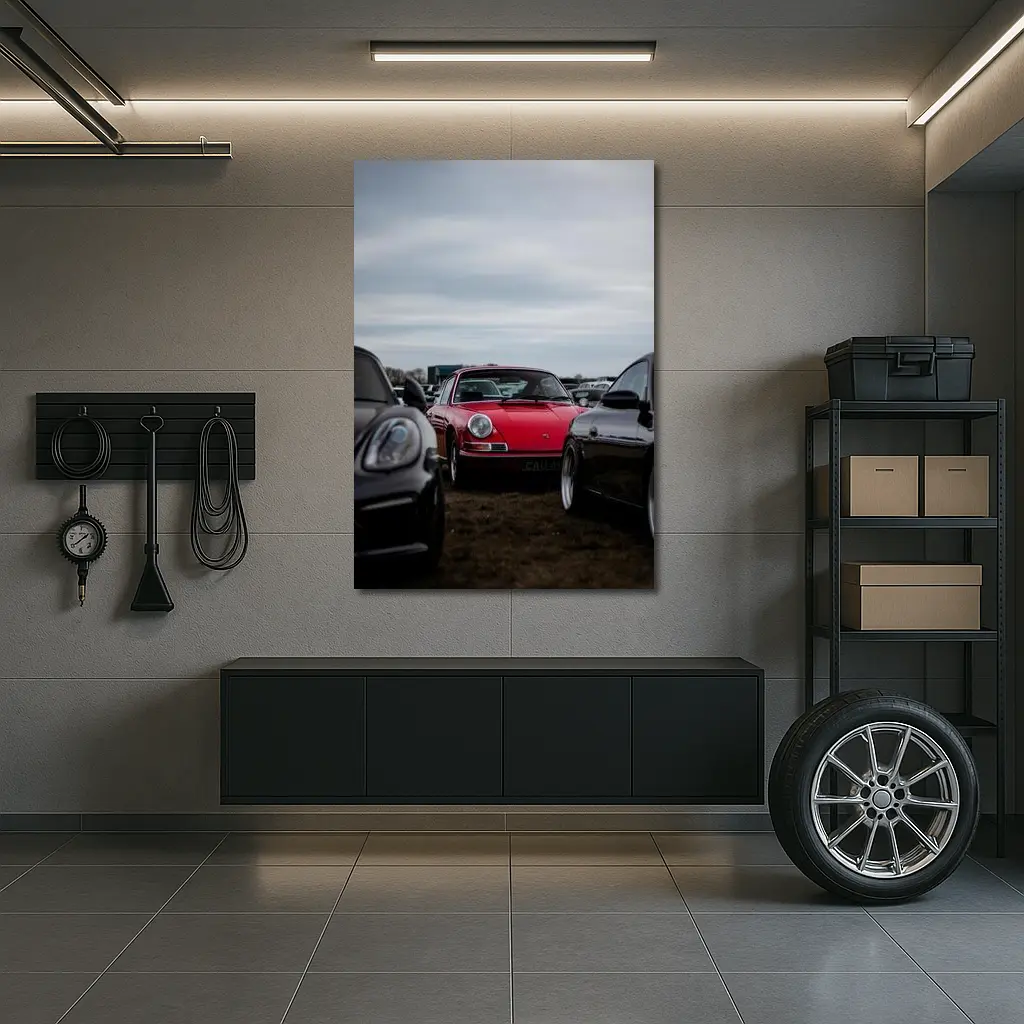 Red Porsche 911 Classic Car Meet Outdoors – Wall Art
