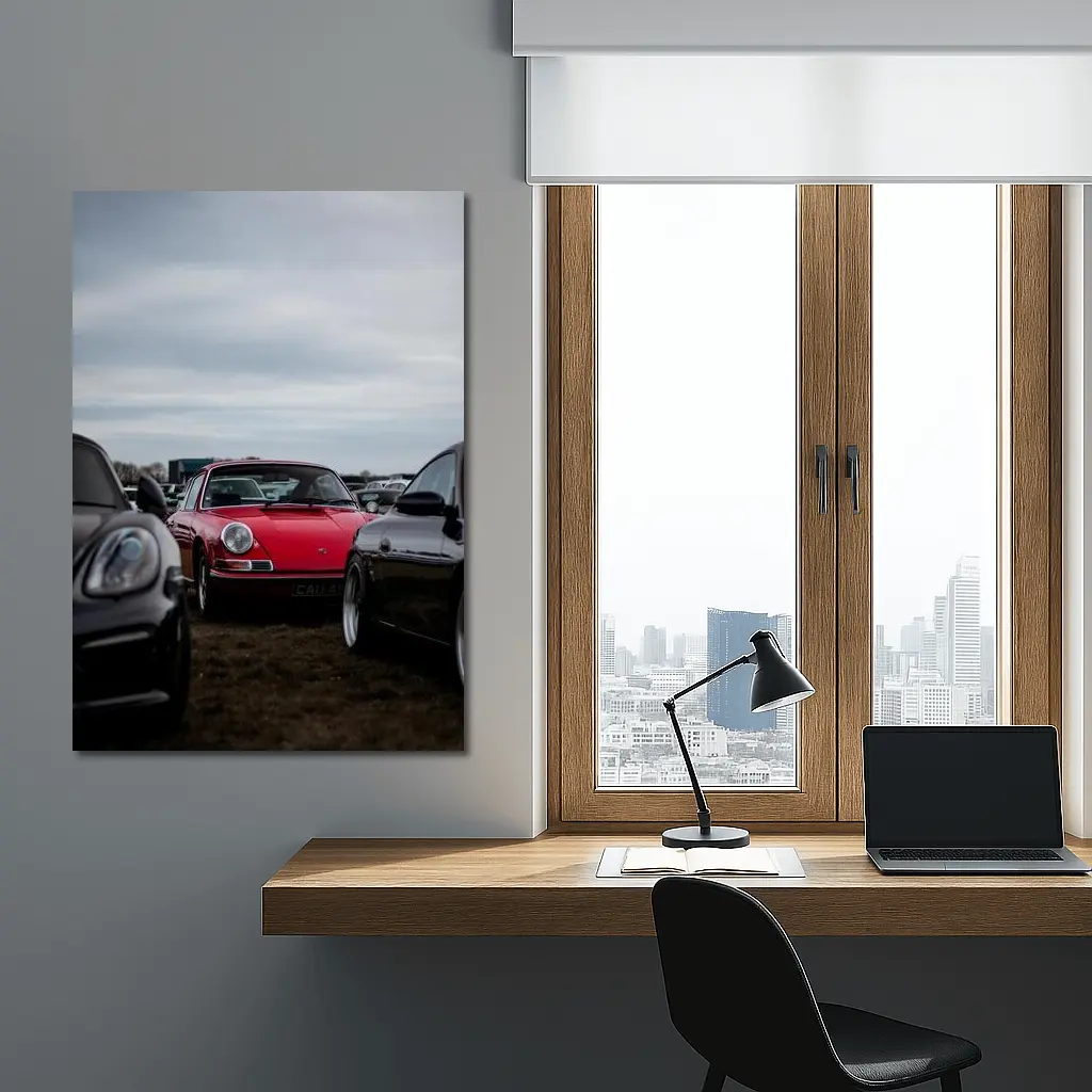 Red Porsche 911 Classic Car Meet Outdoors – Wall Art
