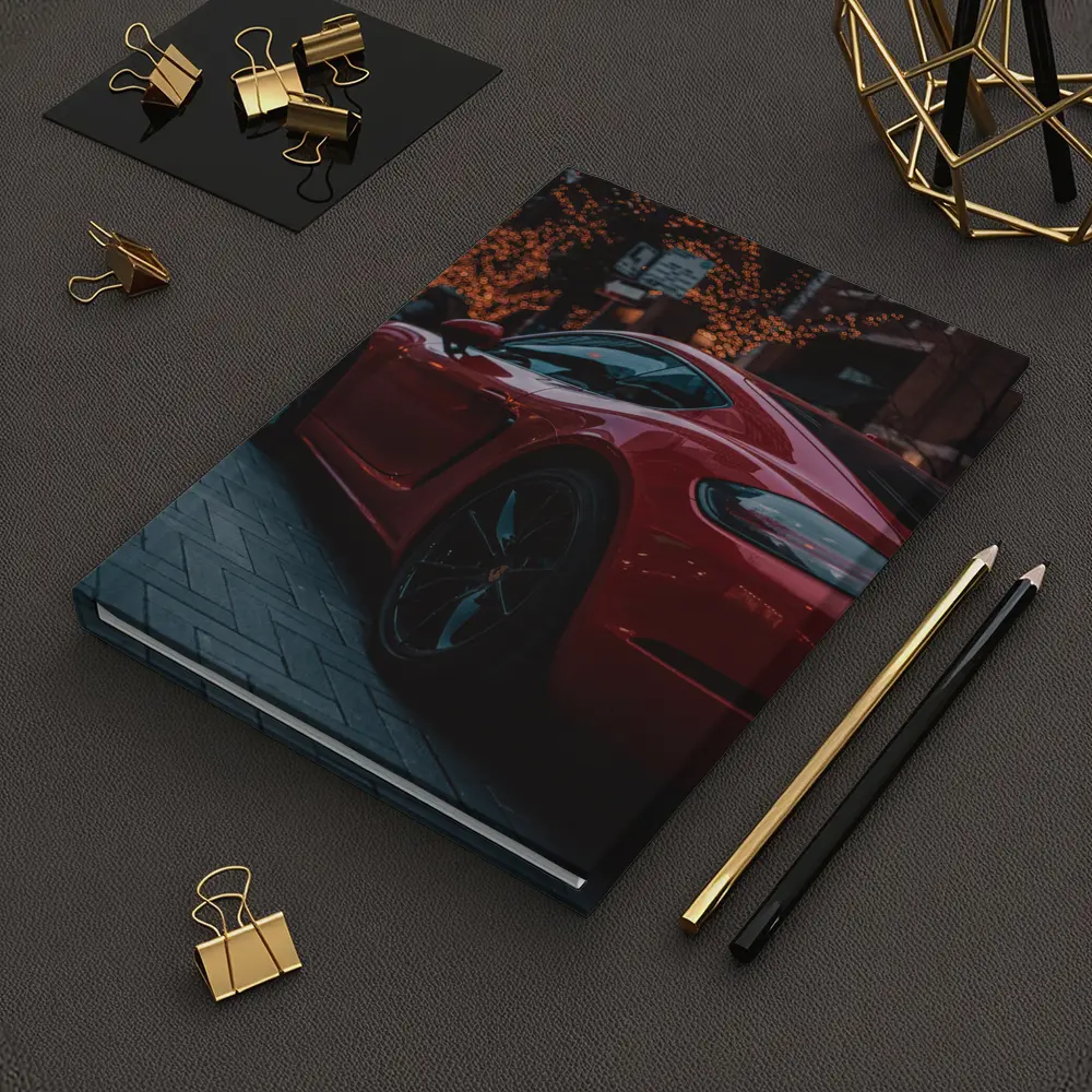 Red Porsche Cayman City Street Night – Notebooks