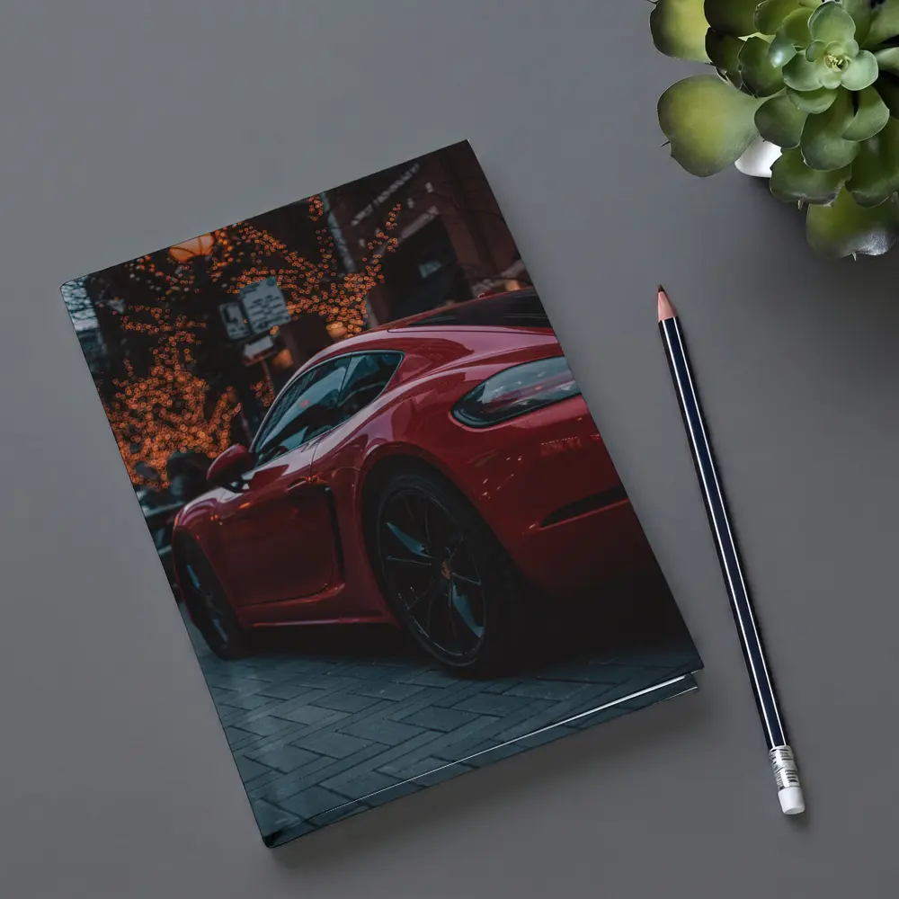 Red Porsche Cayman City Street Night – Notebooks
