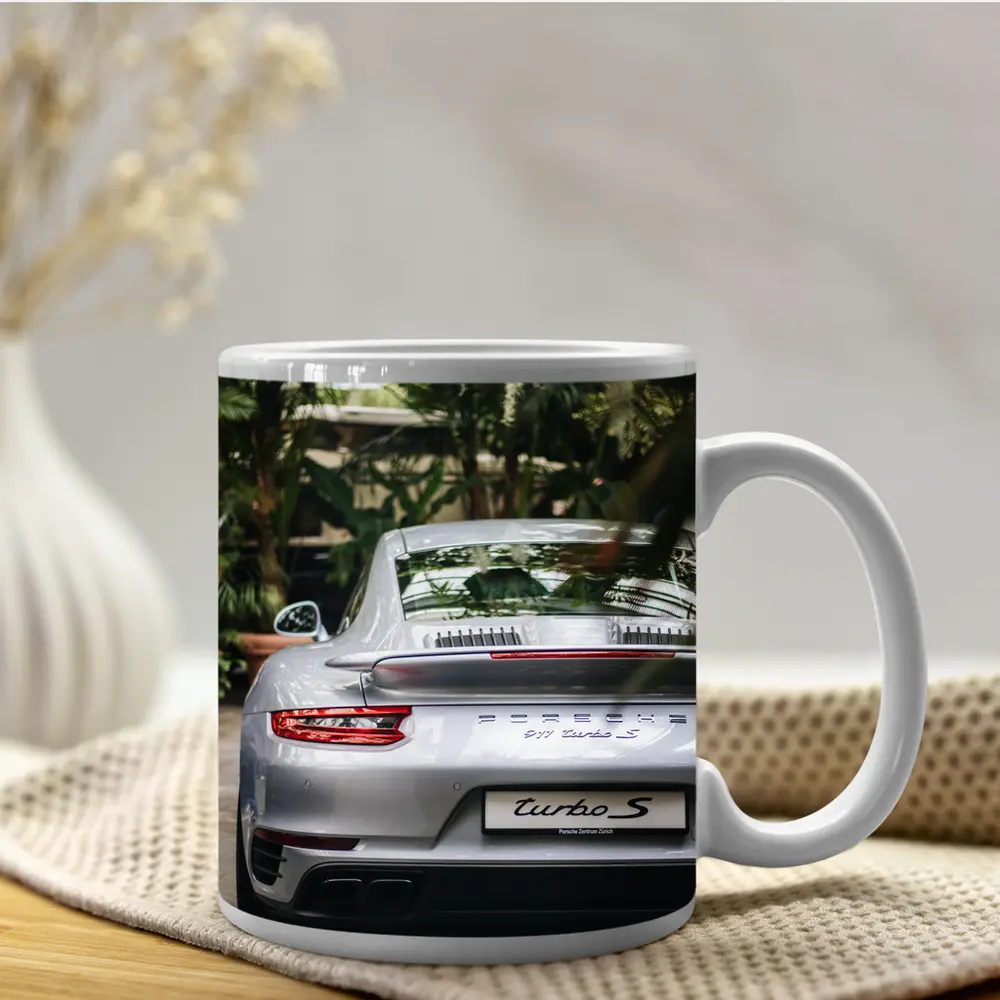 Porsche 911 Turbo S Silver Rear Garden – Mugs