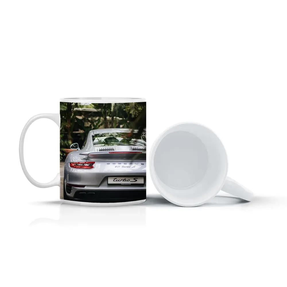 Porsche 911 Turbo S Silver Rear Garden – Mugs