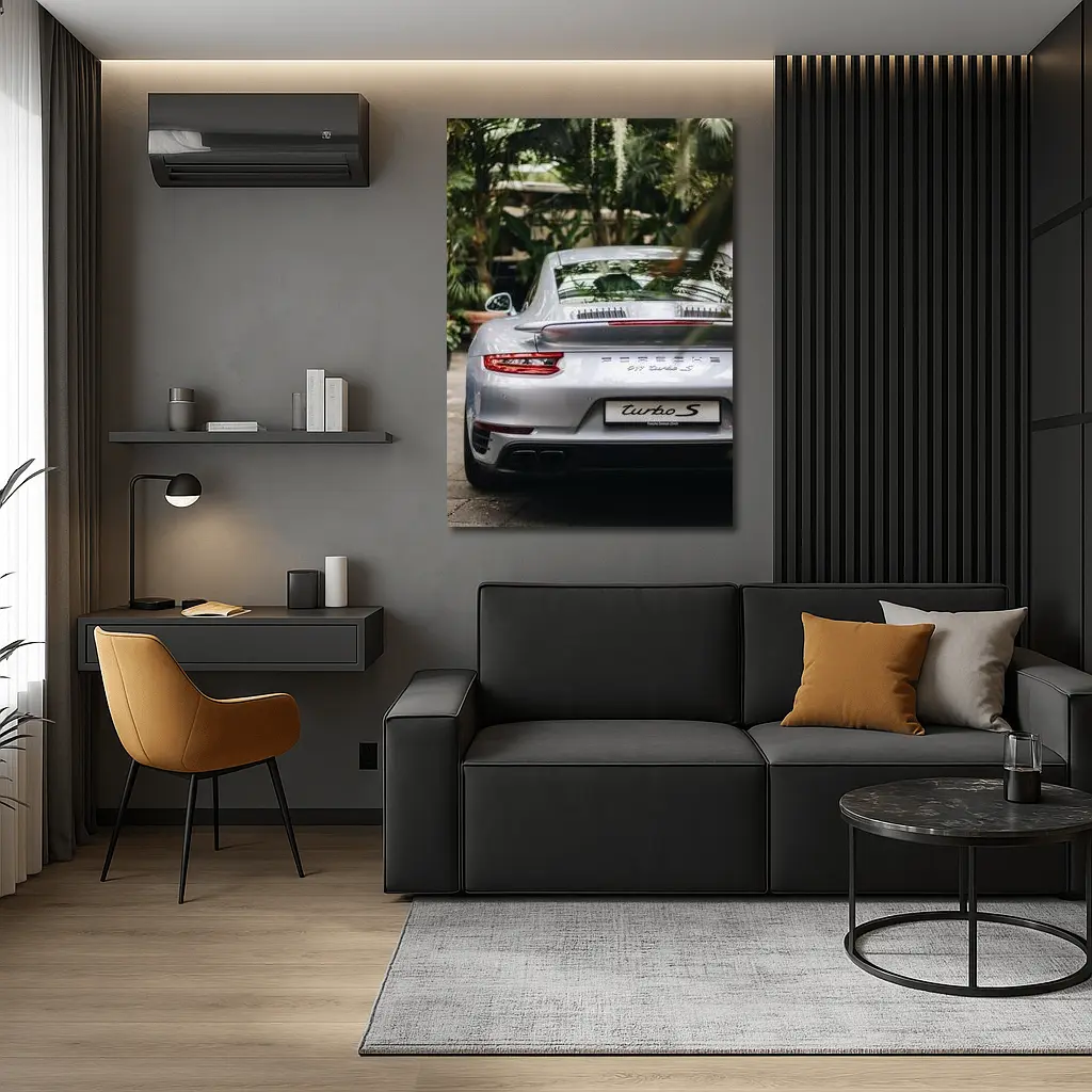 Porsche 911 Turbo S Silver Rear Garden – Wall Art