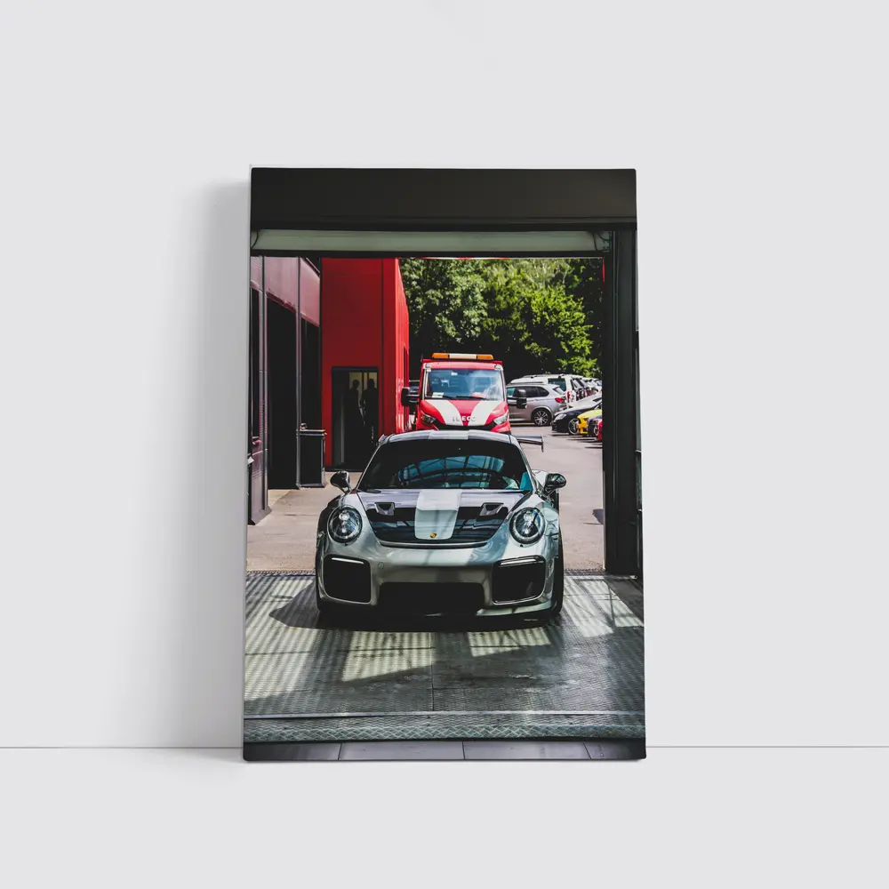 Porsche GT2 RS Silver Inside Garage – Wall Art