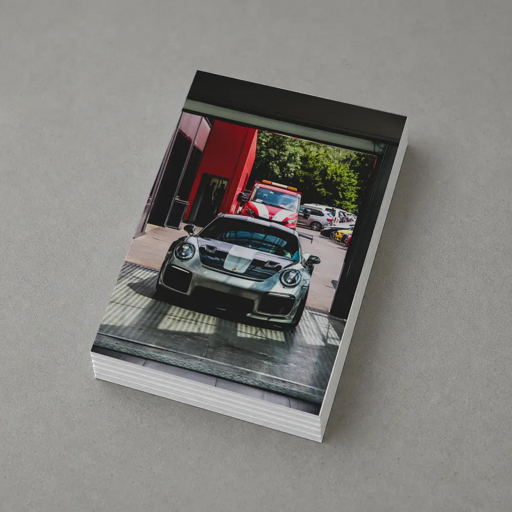 Porsche GT2 RS Silver Inside Garage – Postcards