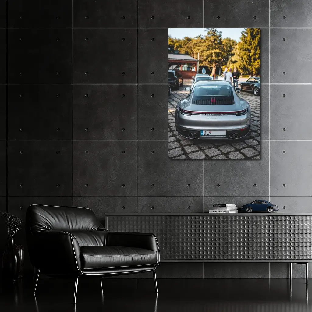 Porsche 911 Carrera Rear Silver Cobblestone – Wall Art