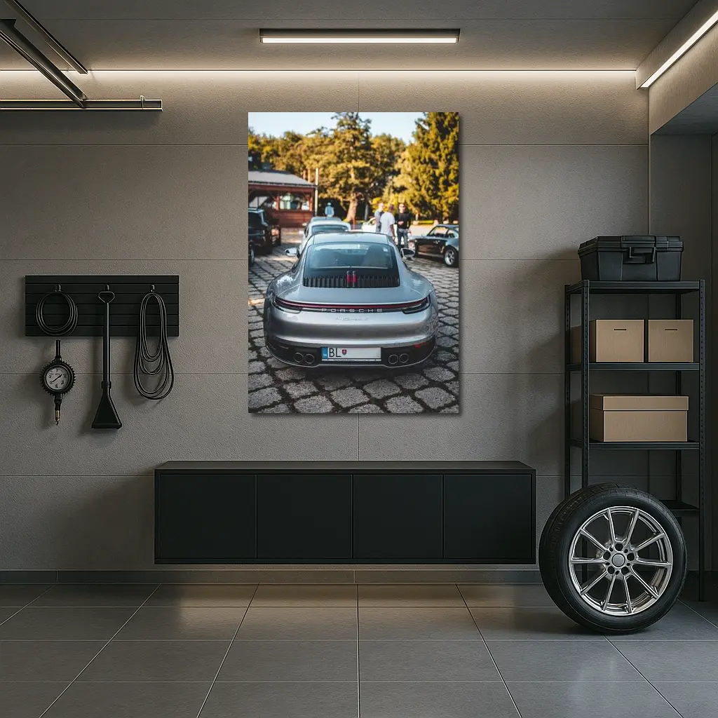 Porsche 911 Carrera Rear Silver Cobblestone – Wall Art