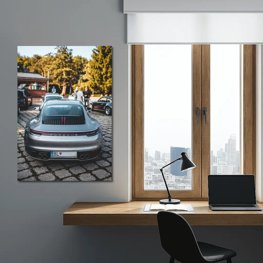 Porsche 911 Carrera Rear Silver Cobblestone – Wall Art
