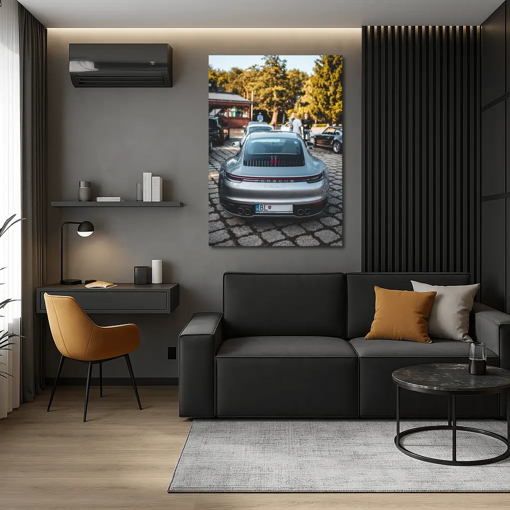 Porsche 911 Carrera Rear Silver Cobblestone – Wall Art