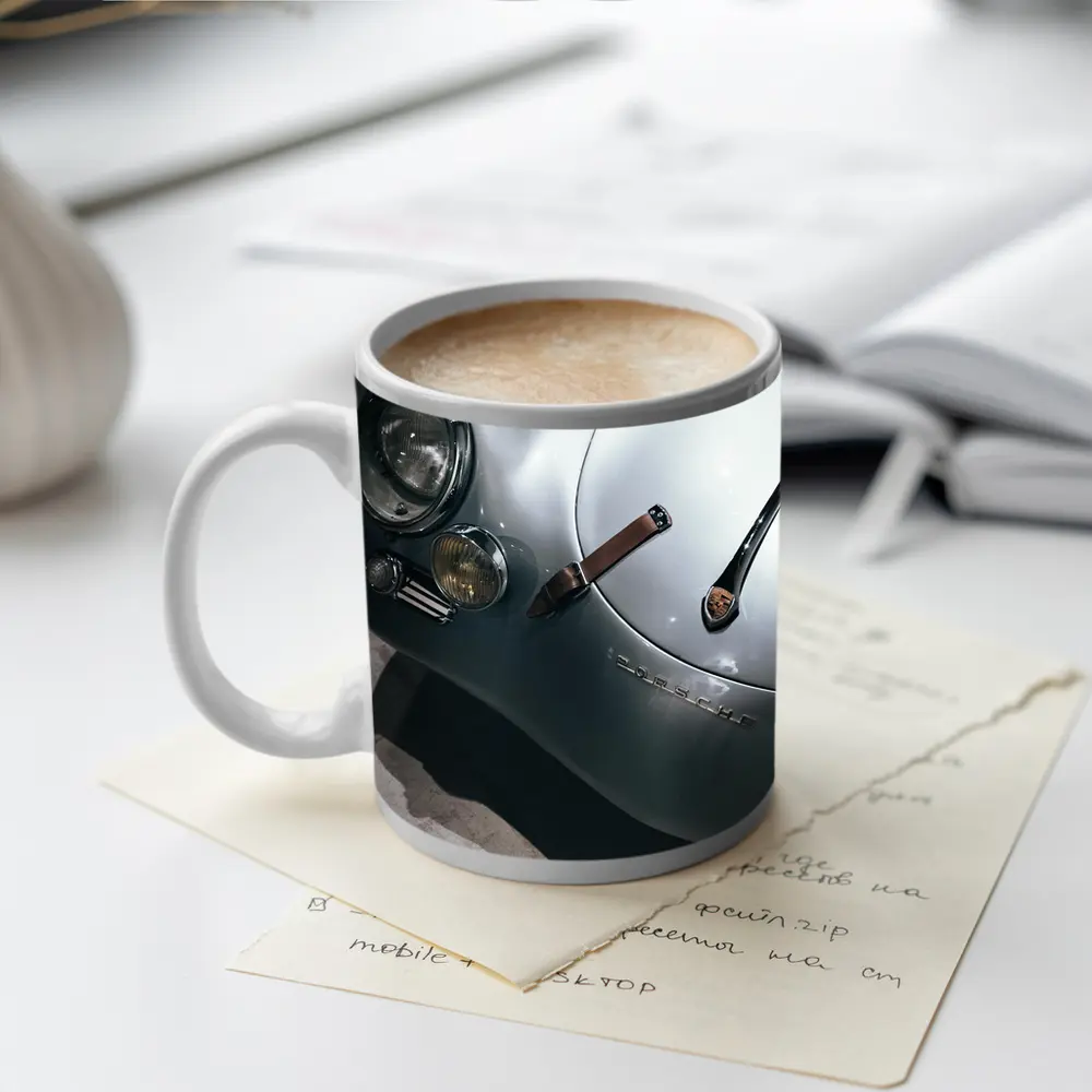 Classic Porsche 356 Silver Front Detail – Mugs
