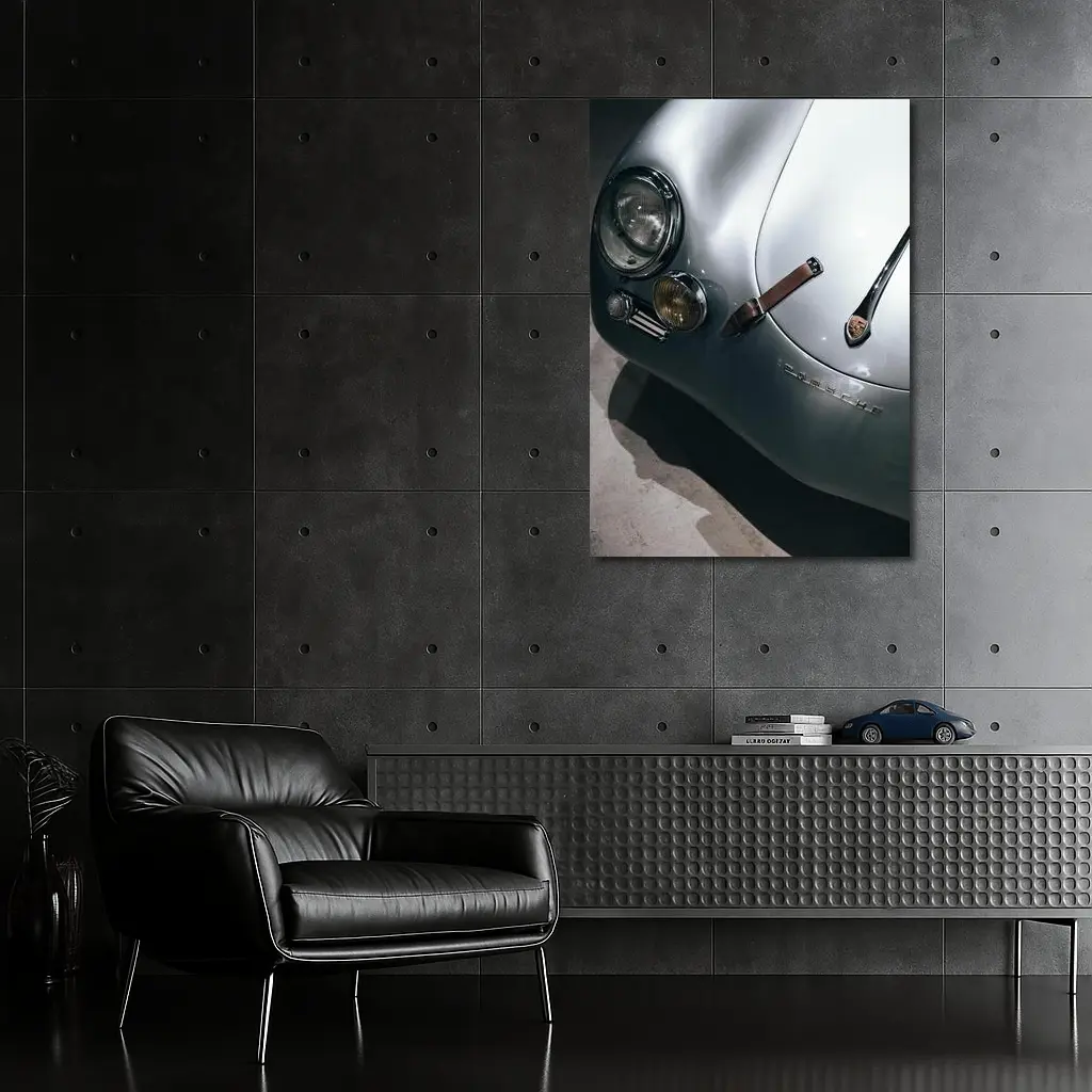 Classic Porsche 356 Silver Front Detail – Wall Art