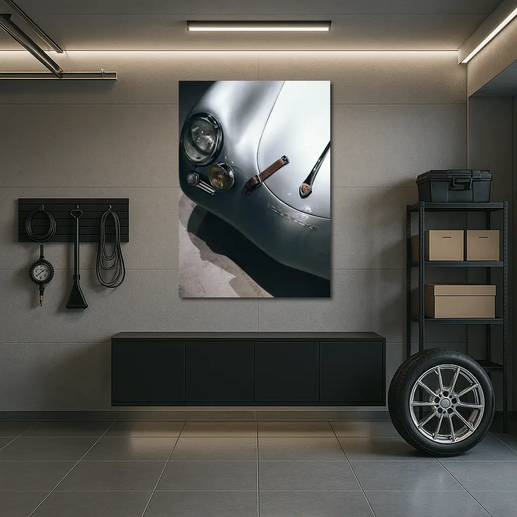 Classic Porsche 356 Silver Front Detail – Wall Art