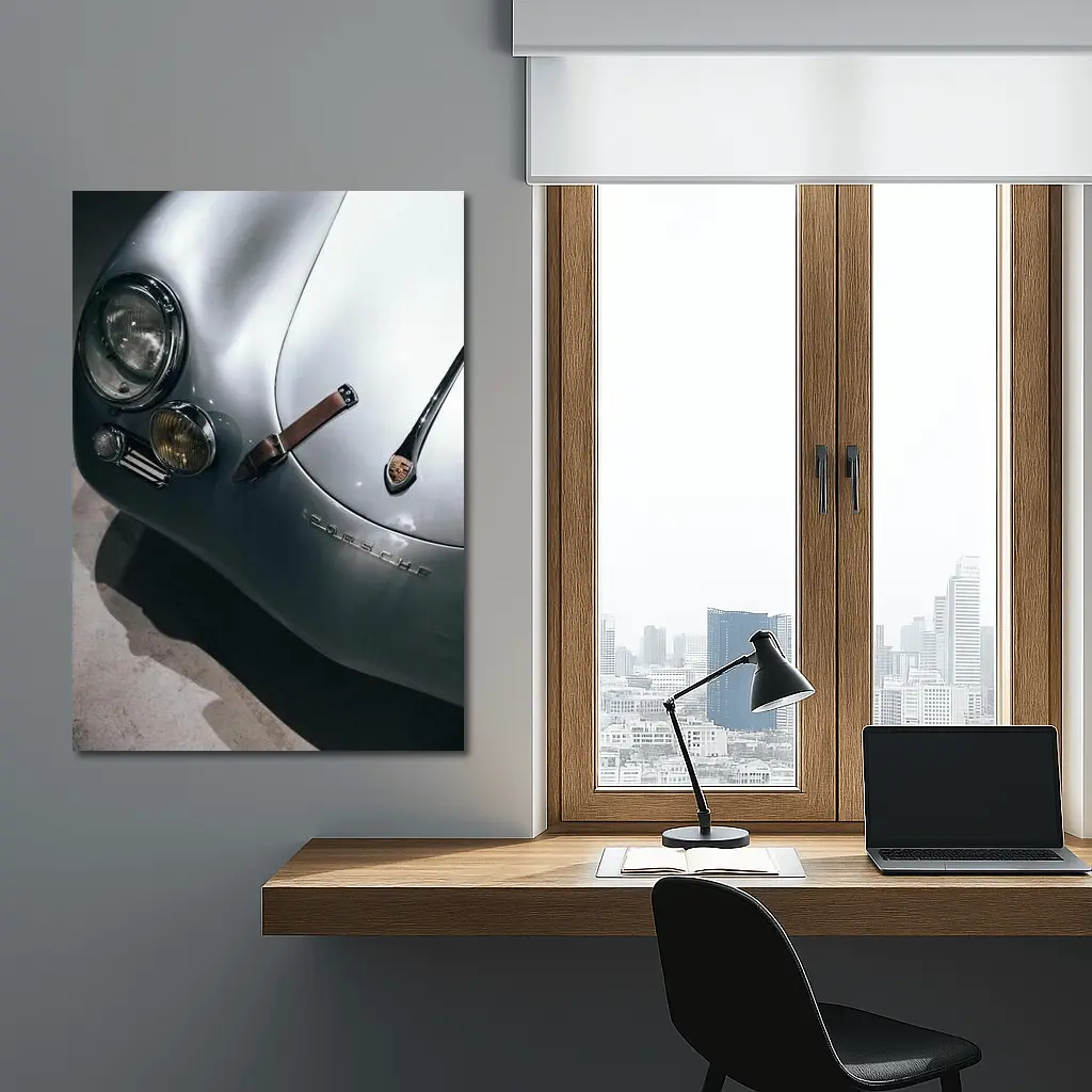 Classic Porsche 356 Silver Front Detail – Wall Art