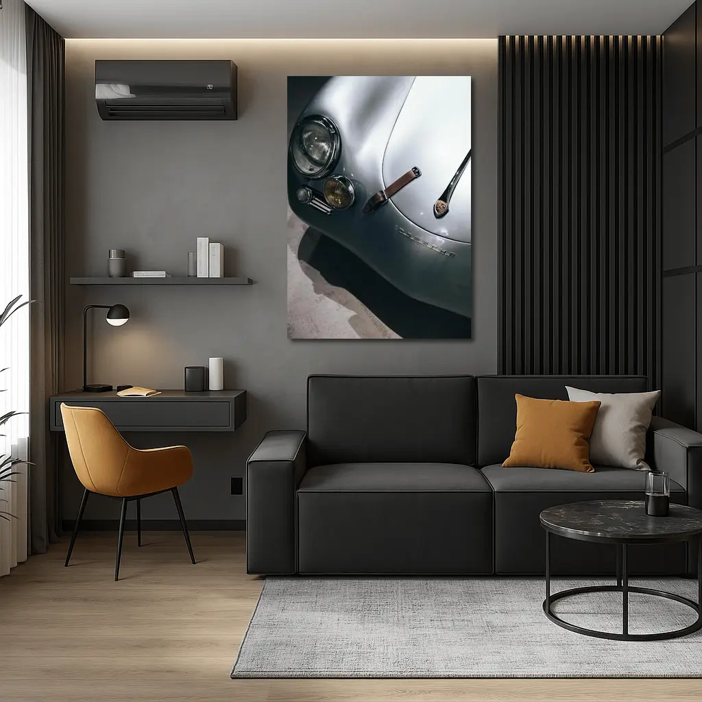 Classic Porsche 356 Silver Front Detail – Wall Art