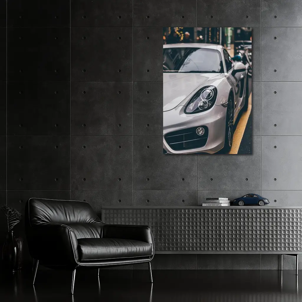 Porsche Cayman Silver Street Urban Setting – Wall Art