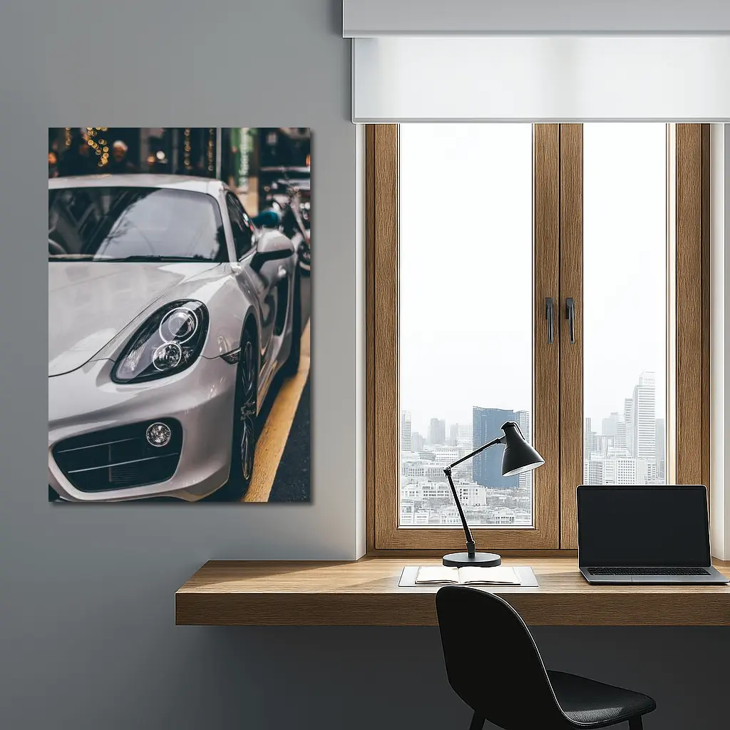 Porsche Cayman Silver Street Urban Setting – Wall Art